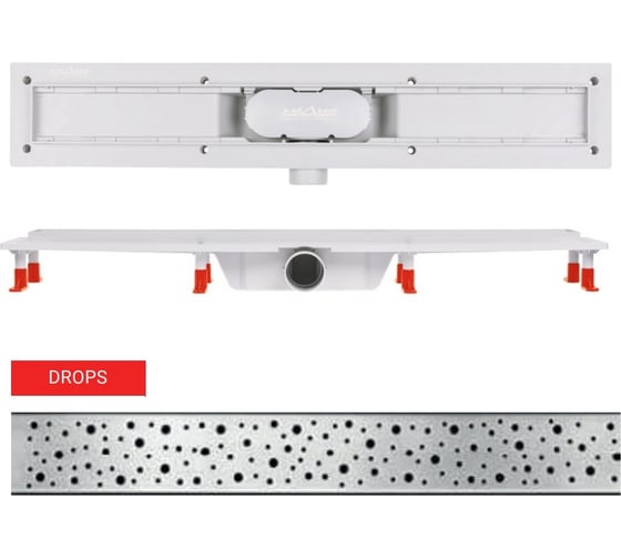 Душевой лоток Miano 900мм DROPS глянец, боковой слив D50 MS-90D