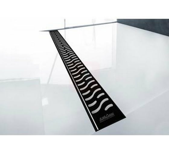 Душевой лоток 700мм Miano HARMONY BLACK EDITION боковой слив D50 решетка HARMONY черная матовая MS-70HB