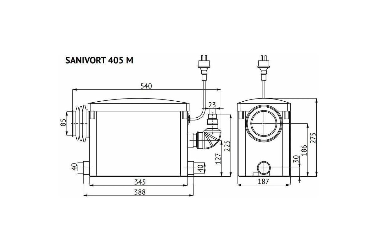 Канализационная насосная станция UNIPUMP SANIVORT 405 М 62916 - выгодная  цена, отзывы, характеристики, фото - купить в Москве и РФ