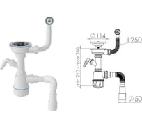 Сифон для кухни с круглым переливом AV Engineering выпуск 3 1/2, пластиковый винт 45 мм, с гибкой трубой 1 1/2AV E AVE129739 31036275