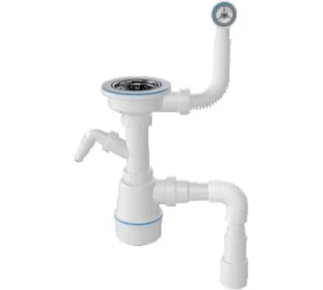 Сифон для кухни с круглым переливом AV Engineering выпуск 3 1/2, пластиковый винт 45 мм, с гибкой трубой 1 1/2AV E AVE129739