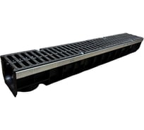 Пластиковый усиленный лоток Gidrolica dn100 h118,5 мм с щелевой чугунной решеткой, кл. d400 0804D