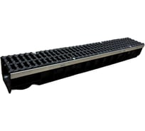 Пластиковый усиленный лоток Gidrolica dn100 h118,5 мм с щелевой чугунной решеткой, кл. е600 0804E