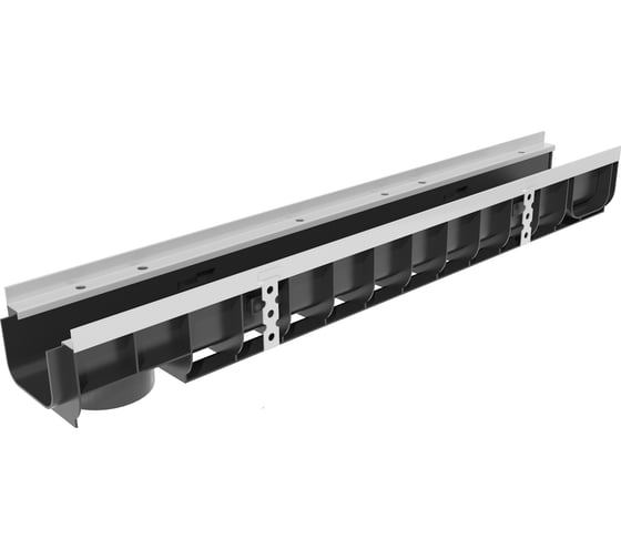 Пластиковый усиленный лоток Gidrolica dn100 h118,5 мм с щелевой чугунной решеткой, кл. е600 0804E