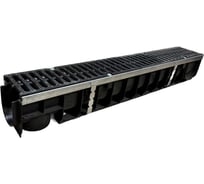 Пластиковый усиленный лоток Gidrolica dn100 h153,5 мм с полиамидной решеткой и крепежом класс с250 0800C