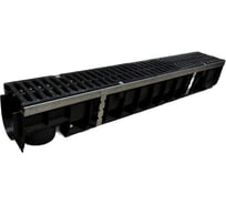 Пластиковый усиленный лоток Gidrolica dn100 h153,5 мм с щелевой чугунной решеткой, кл. d400 0800D