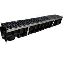 Пластиковый усиленный лоток Gidrolica dn100 h153,5 мм с щелевой чугунной решеткой, кл. е600 0800E