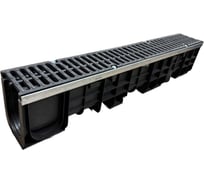 Пластиковый усиленный лоток Gidrolica dn100 h203,5 мм с полиамидной решеткой и крепежом класс с250 0802C