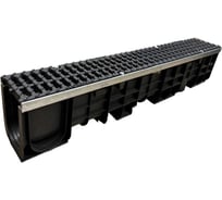 Пластиковый усиленный лоток Gidrolica dn100 h203,5 мм с щелевой чугунной решеткой, кл. е600 0802E