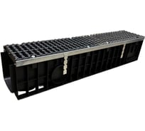 Пластиковый усиленный лоток Gidrolica dn150 h203,5 мм с щелевой чугунной решеткой, кл. d400 0816D