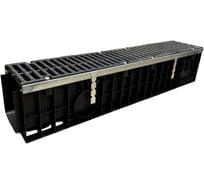 Пластиковый усиленный лоток Gidrolica dn150 h203,5 мм с щелевой чугунной решеткой, кл. е600 0816E