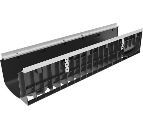 Пластиковый усиленный лоток Gidrolica dn200 h203,5 мм с полиамидной решеткой и крепежом класс с250 0820C