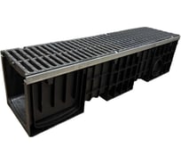 Пластиковый усиленный лоток Gidrolica dn200 h253 мм с щелевой чугунной решеткой, кл. d400 0822D