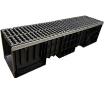 Пластиковый усиленный лоток Gidrolica dn200 h253 мм с щелевой чугунной решеткой, кл. е600 0822E