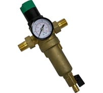 Промывной фильтр с редуктором давления и манометром для горячей воды Victoria 1/2"(тонкая очистка)с американками 27-707