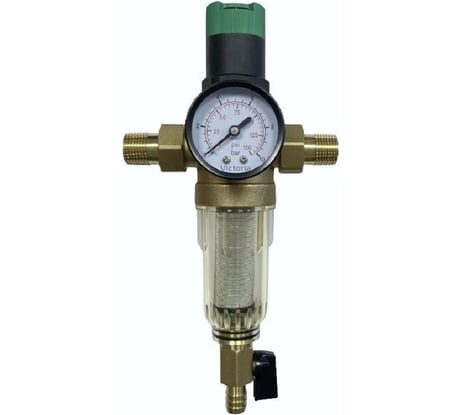 Промывной фильтр с редуктором давления и манометром для горячей воды Victoria 1"(тонкая очистка) 27-715