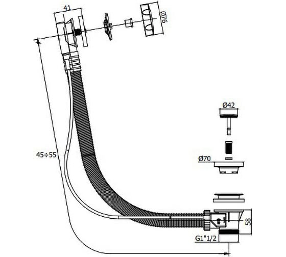 Слив-перелив Paffoni PVC без сифона ZACC118NO 00239444