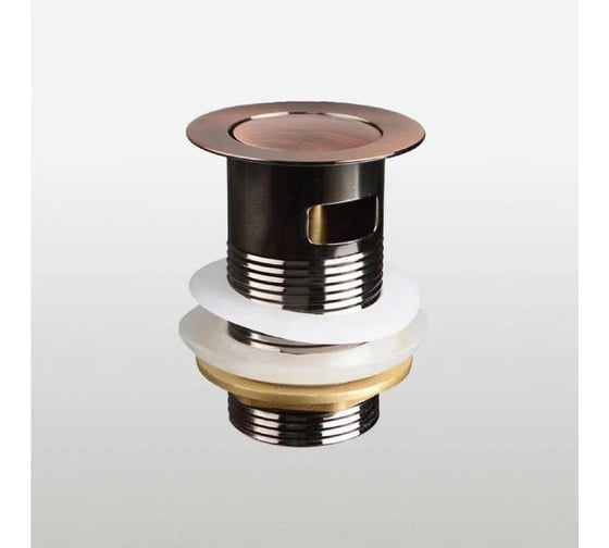 Донный клапан Terma CLICK-CLACK c маленькой кнопкой, с переливом, red bronze 32363
