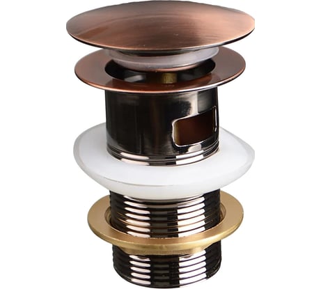 Донный клапан Terma CLICK-CLACK c большой кнопкой, c переливом, red bronze 32371