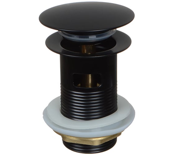 Донный клапан Terma CLICK-CLACK c большой кнопкой, c переливом, black pearl 32372
