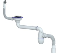 Сифон Unicorn 3 1/2 bc23 со смещением, круглый перелив, с гофрой 40x40/50 553594