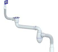 Сифон Unicorn 1 1/2 ac22 со смещением, прямоугольный перелив, с гофрой 40x40/50 553591