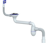 Сифон Unicorn 3 1/2 bc22 со смещением, прямоугольный перелив, с гофрой 40x40/50 553592