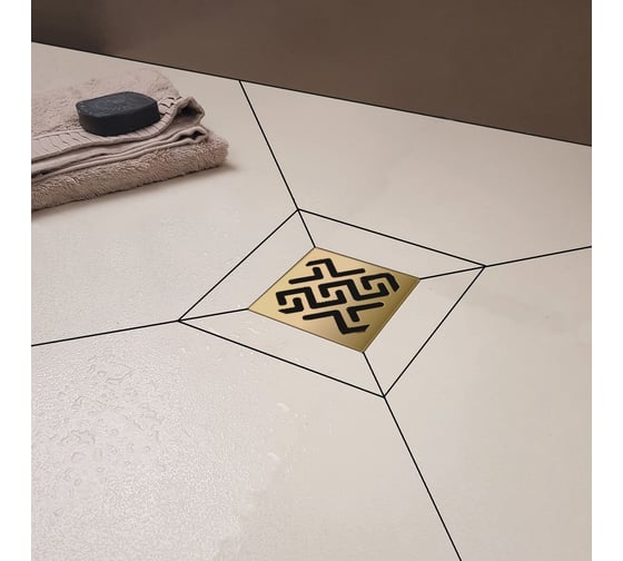 Трап водосток Berges platz antik 100x100, бронза, s-сифон d50 h60 боковой 094160