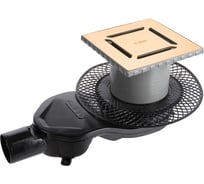 Трап водосток Berges platz norma 150x150, золото глянец, s-сифон d50 h60 боковой 092159