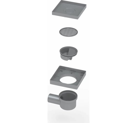 Напольный трап водосток Berges trend keramik 150x150, под керамическую плитку, d50 боковой 093002