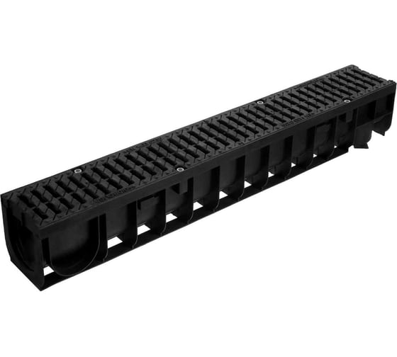 Пластиковый лоток Gidrolica pro dn100, h152 мм, с полиамидной решеткой и крепежом, класс с250 800509