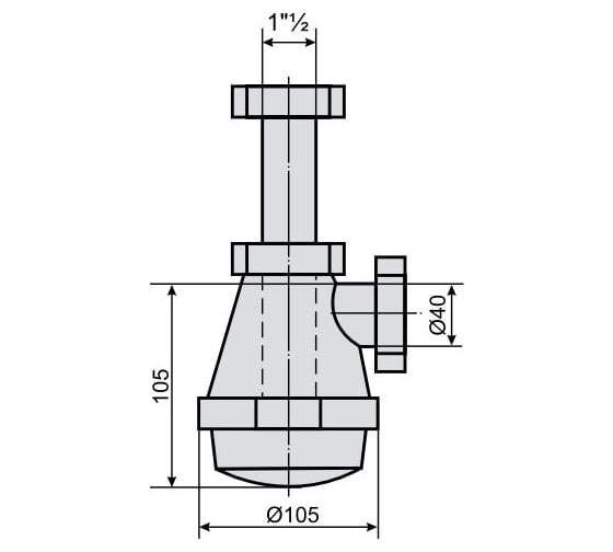 Сифон для мойки MIANO "Obri" с накидной гайкой 6/4" отстойник/бутылка O 115 мм 35 M0438