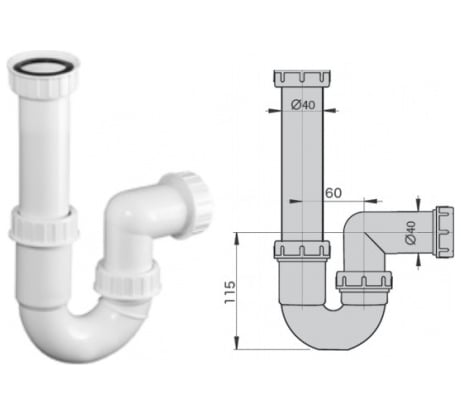 Сифон для мойки MIANO "U" с накидной гайкой 6/4" 50 M0452