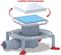 Трап АНИ Пласт горизонтальный выпуск 50 мм, регулирующий, с решеткой из нержавеющей стали (под плитку) TVZ5812