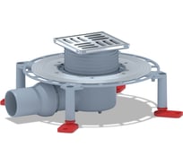 Трап АНИ Пласт горизонтальный выпуск 50 мм, регулирующий, с решеткой из нержавеющей стали 10x10 см TVA5602