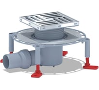 Трап АНИ Пласт горизонтальный выпуск 50 мм, регулирующий, с решеткой из нержавеющей стали, 15x15 см THZ5612