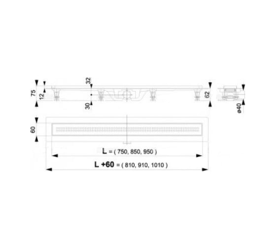 Лоток Alcadrain с гидрозатвором+механический сухой затвор APZ9-650M 00022300