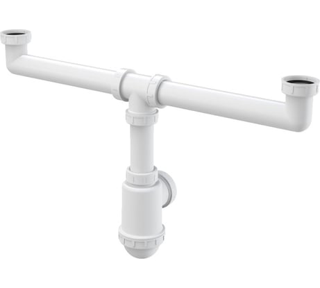 Сифон для кухонной мойки Alcadrain с двумя чашами, бутылочный, 1 1/2"x50/40 00052467