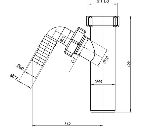 Патрубок АНИ Пласт для сифона 1 1/2 дюйма x 40, отвод M140 025-0310