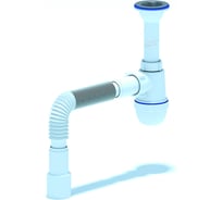 Сифон для умывальника/мойки АНИ Пласт бутылочный, литой выпуск, 1 1/2 дюйма x 40 мм, гофрированный, 40х50 мм, нержавеющая сетка C0515 025-0137