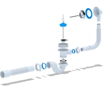 Сифон для ванны АНИ Пласт трубный, пробка на цепочке 1 1/2 дюйма x 40 мм, гофра, 40х50 мм, нержавеющая сетка E155 025-0044 16163845