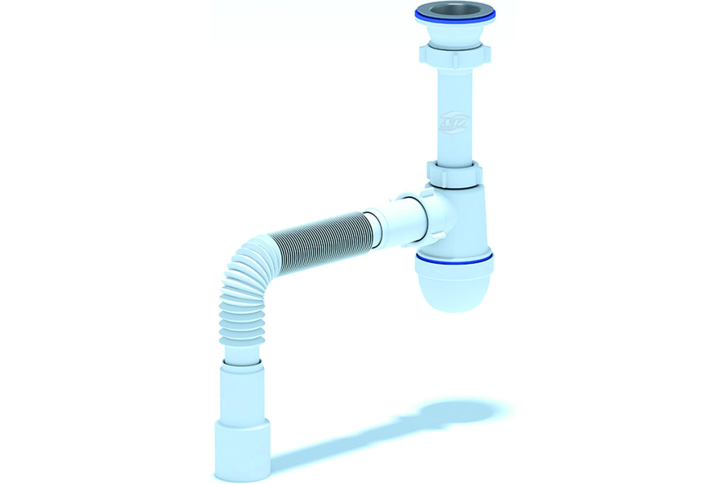 Сифондляумывальника/мойкиАНИПластбутылочный,11/2дюймаx40мм,гофрированный,40х40/50мм,нержавеющаясеткаC0115025-0135