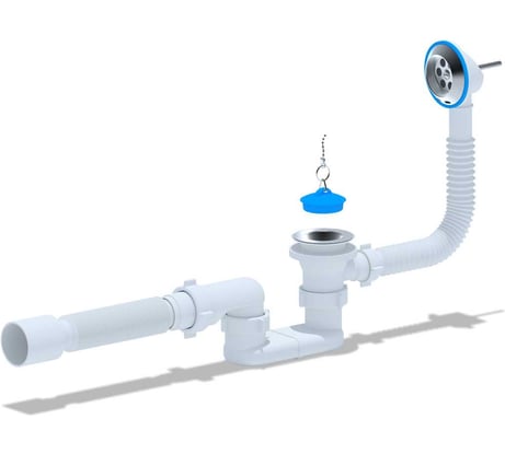 Сифон д/ванны плоск проб/цеп АНИ Пласт 1 1/2 дюйма x 40 гофр 40х50 нерж/сетка Е055 025-0248 E055