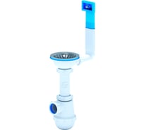 Сифон для мойки АНИ Пласт бутылочный, жесткий перелив, 3 1/2 дюйма x 40 мм, нержавеющая сетка A0145 025-0199