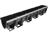 Лоток водоотводный Gidrolica Vs line dn100 пластиковый с насадкой и решеткой чугунной d400 11042104