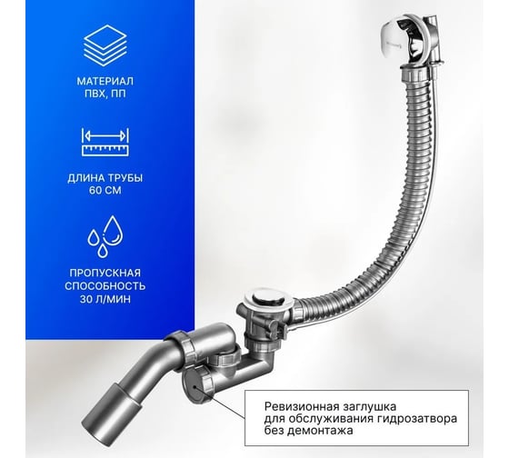 Слив-перелив для ванны с латунной накладкой Pestan BETTOSERB 125315 00329077