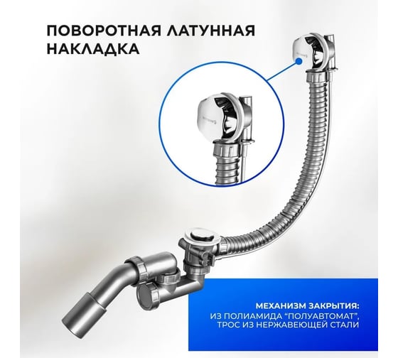 Слив-перелив для ванны с латунной накладкой Pestan BETTOSERB 125315 00329077