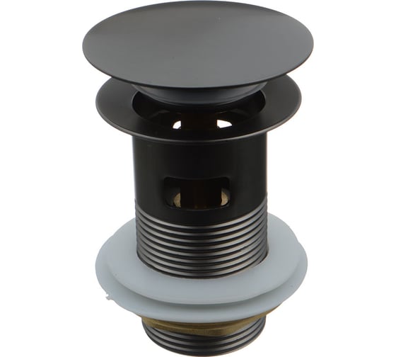 Донный клапан Terma click/clack c большой кнопкой, c переливом, armory steel 10098 18836