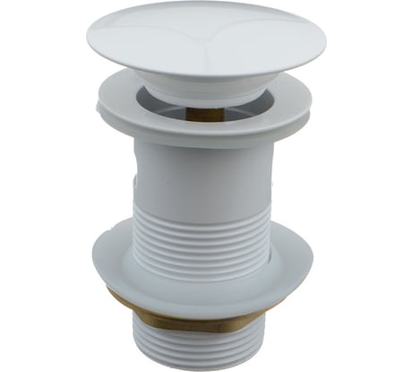 Донный клапан Terma click/clack c большой кнопкой, c переливом, white 10096 18834