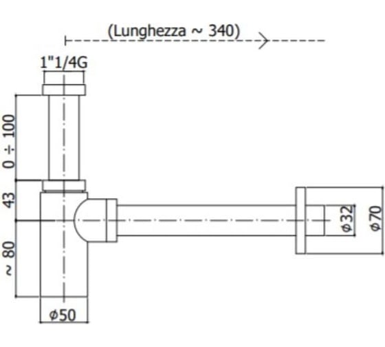 Сифон Paffoni MINIMAL круглый, золото медовое ZACC240HG